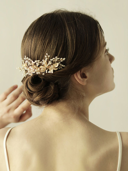 milanoo.com Gold Wedding Headpieces Hair Clip Alloy Bridal Hair Accessories