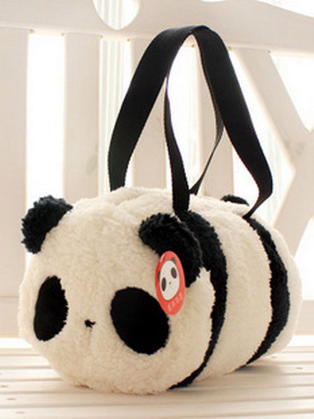 Milanoo Sweet Lolita Handbag White Panda Flannel Two Tone Lolita Bags