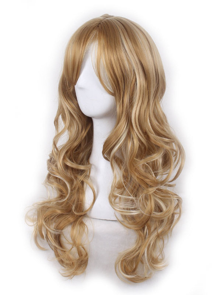 

Women's Blonde Wigs Highlighting Body Wave Tousled Long Wigs With Fringes