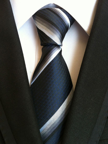 Image of Black Tie Men's Polyester Color Block Neck Ties