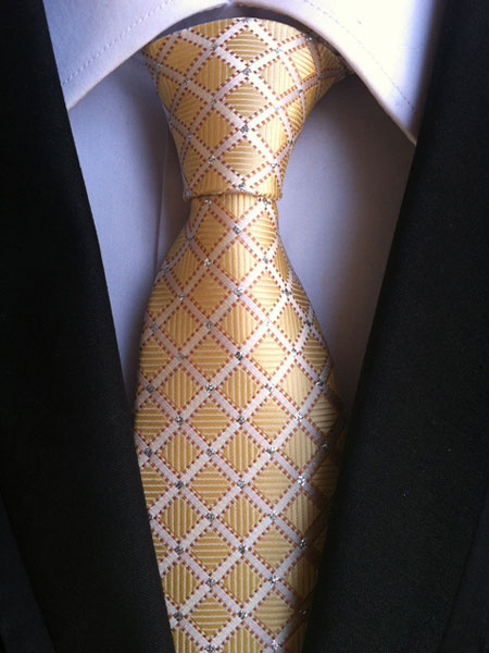 Image of Gold Plaid Tie Men's Dress Ties