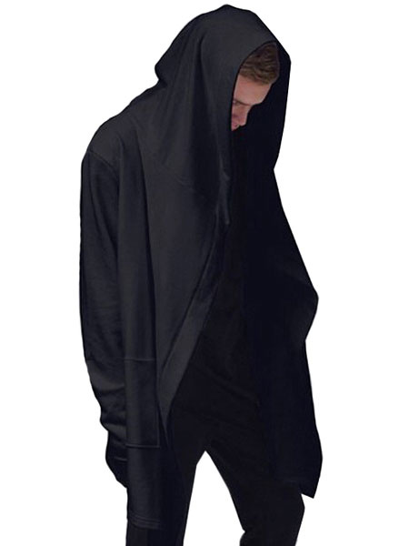 Image of Men Black Hoodie Full Zip Hoodie Long Sleeve Oversized Cotton Sweatshirt
