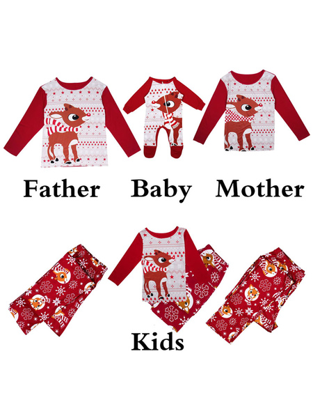 Milanoo Children's Family Matching Christmas Pajamas For Kids Red Pants With Top Morning Pjs от Milanoo WW