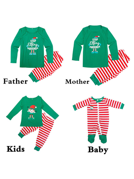 Milanoo Children's Family Christmas Pajamas Kids Green Pants With Top Unisex Morning Pjs от Milanoo WW