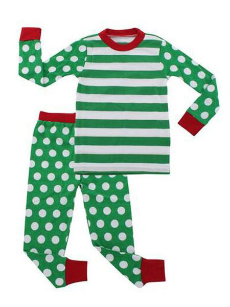 Milanoo Boy's Family Matching Christmas Pajamas For Son Green Polka Dot Print 2 Piece Pjs от Milanoo WW