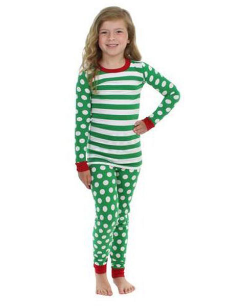 Milanoo Girl's Family Matching Christmas Pajamas For Daughter Green Striped 2 Piece Pjs от Milanoo WW