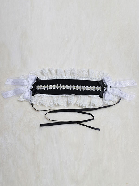 Image of Lolita Acconciatura nera bicolore classico & tradizionale Tea party casuale miscela polyester / cotone fascia per la testa