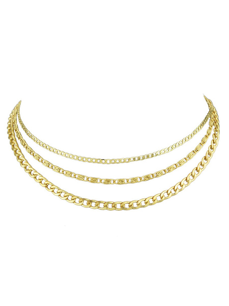 

Women Gold Necklace Multi Layered Chain Alloy Necklace
