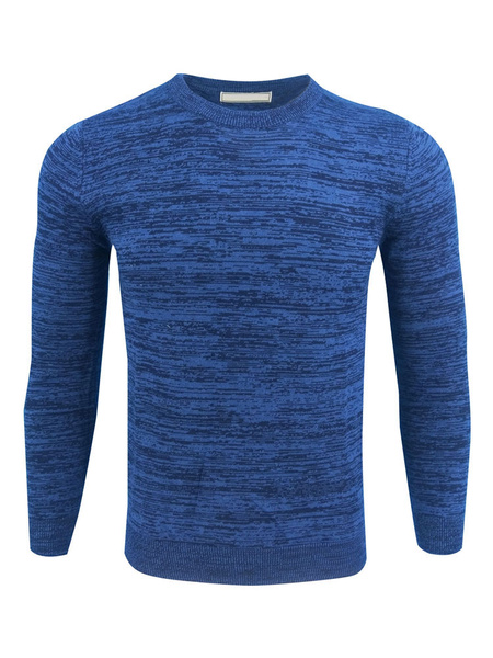 

Blue Pullover Sweater Men Sweater Round Neck Long Sleeve Slim Fit Casual Top