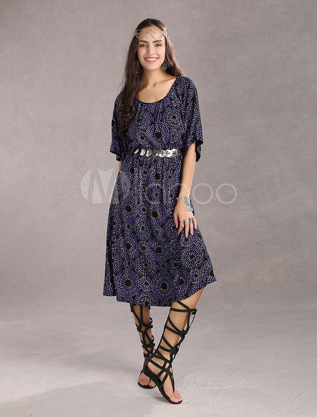 

Unique Purple 70% Cotton 30% Spandex Womens Dress