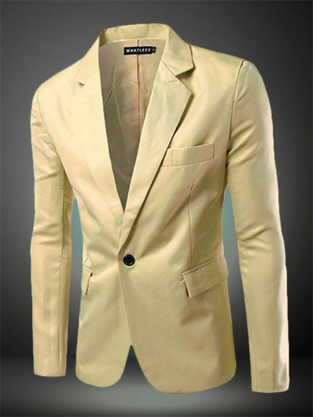 Image of Men Blazer Casual 2020 Blazer For Men Single Button Notch Collar Long Sleeve Suit Jacket