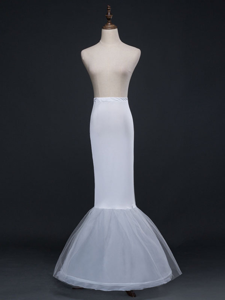 

Milanoo Ivory Wedding Petticoat Tulle Long Mermaid 1 Layer 2 Hoop Bridal Petticoat