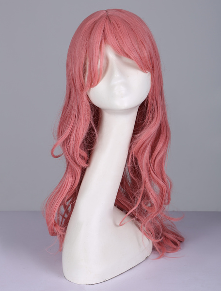 Image of Daily Casual Pink Anime Curly Long Wig 100cm Heat Resistant Fiber Wig