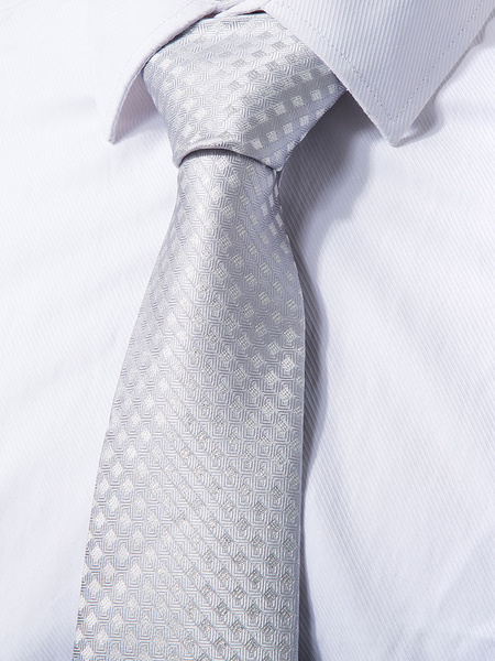 

Men Neck Ties Silver Grey Checkered Business Tie
