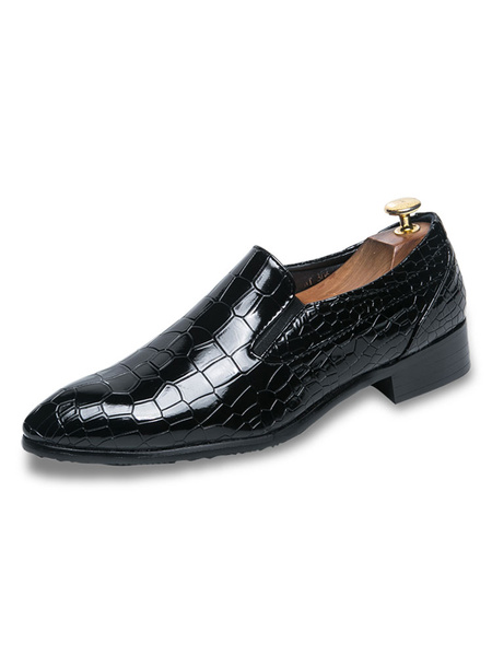 

Black Dress Shoes Men Loafers Pointed Toe Slip On Formal Shoes
