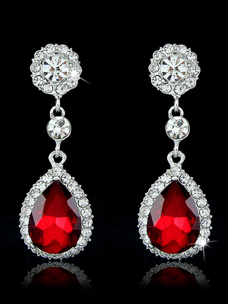 Image of Drop Earrings Wedding Rhinestones Beaded Drop Earring Bridal Jewelry