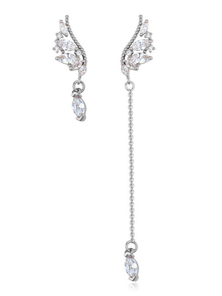Milanoo Wedding Earrings Asymmetrical Angel Wings Linear Evening Party Bridal Jewelry