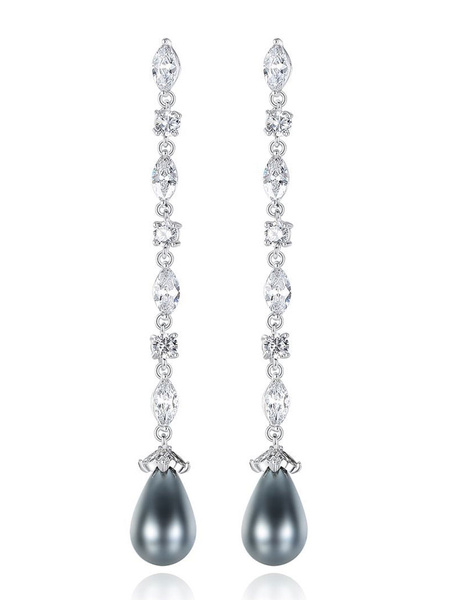 Image of Drop Earrings Evening Cubic Zirconia Party Linear Earrings Women Jewelry