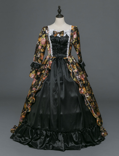 costume vintage opéra halloween femmes rococo noir victorien mascarade robes de bal royal à manches longues rétro costume