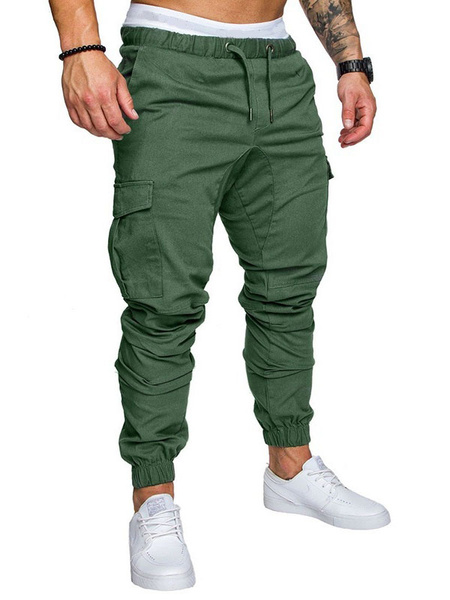Image of Men Cargo Pant Side Pocket Sweatpant Drawstring Tapered Track Pant