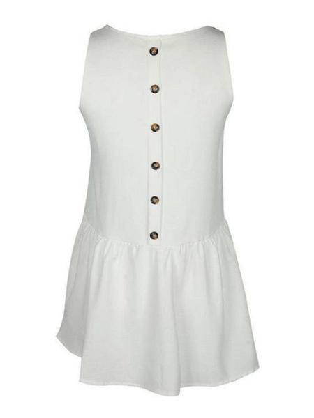 White Summer Dresses Boho Dress V Neck Buttons Printed Straps Mini Skater Dress