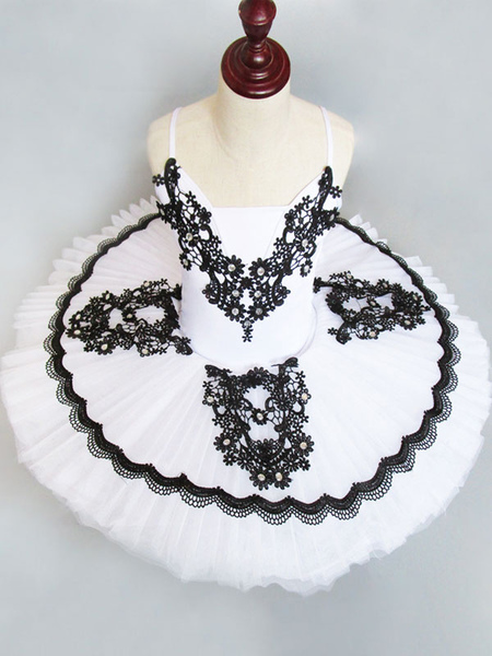 ballet robe blanche costume enfants dentelle plissé de formation tutu danse robes déguisements halloween