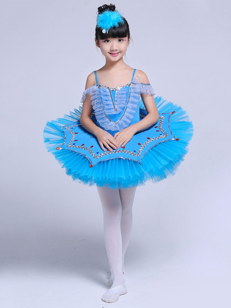 Image of Carnevale Ballerina Dress Gilrs Latin Dance Costume Kids Light Blue Sky Training Tutu abiti da ballo Halloween