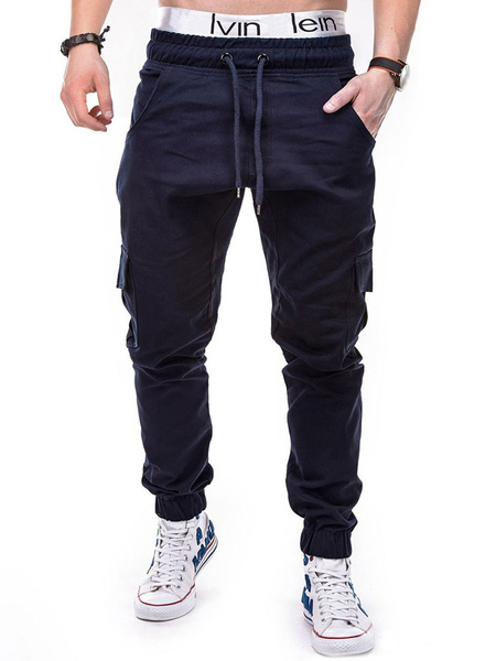 Image of Men Pant Khaki Pocket Drawstring Jogger Pant Tapered Fit Track Pant