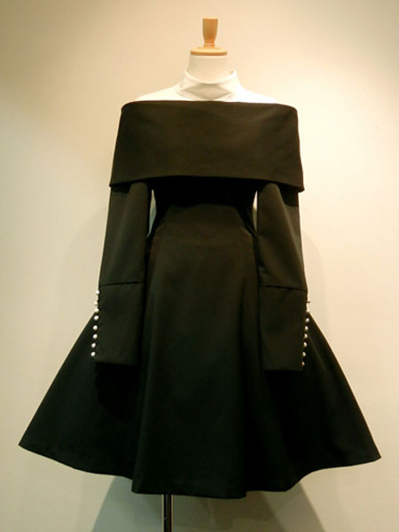 Milanoo Gothic Lolita OP Dress Two Tone Pleated Button Lolita One Piece Dress