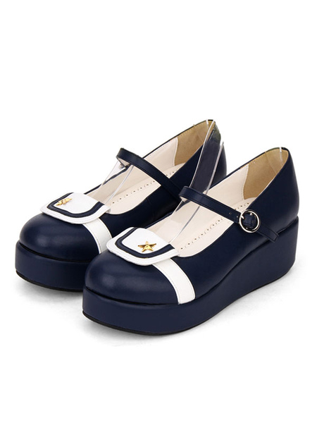 Milanoo Sailor Style Lolita Pump Starlet Two Tone Lolita Flatform Shoes