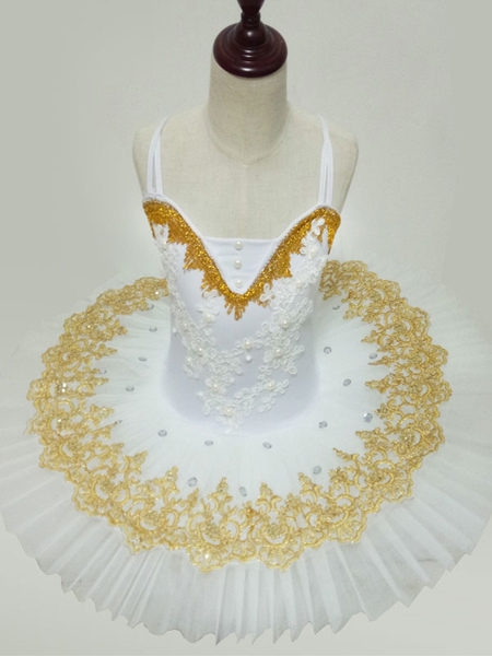 ballet robe de danse en dentelle blanche brodée tutu ballerina robes déguisements halloween
