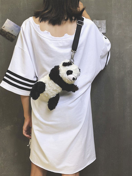 Milanoo Black Lolita Bag Cute Panda Design Corduroy Lolita Bag