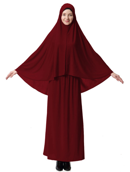 Image of Women Two Piece Abaya Clothing Long Sleeve Hooded Top With Long Skirt