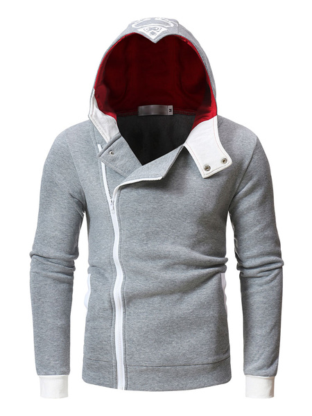 Image of Long Sleeve Hoodie Surplice Zipper Metallic Buckle Hooded Assassins Creed Jacket Men Casual Jacket