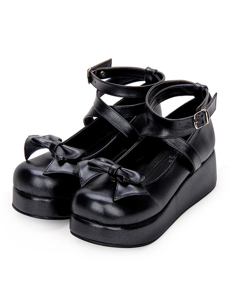 Image of Sweet Lolita Pumps Bow Strappy Platform Bianco Lolita Shoes