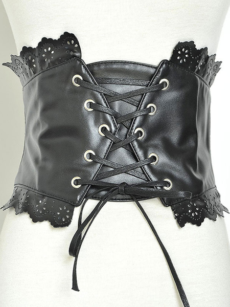 bustier lolita noir corset lolita en synthétique avec oeillets et collerette déguisements halloween