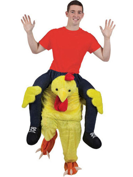 Milanoo Carry Me Chicken Costume Halloween Yellow Piggyback Ride On Mascot Unisex Adults Flannel Fun