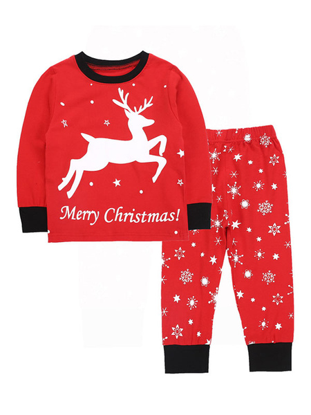 Milanoo Kids Christmas Pajamas Outfit Printed Pants And Top Set 2 Piece Halloween