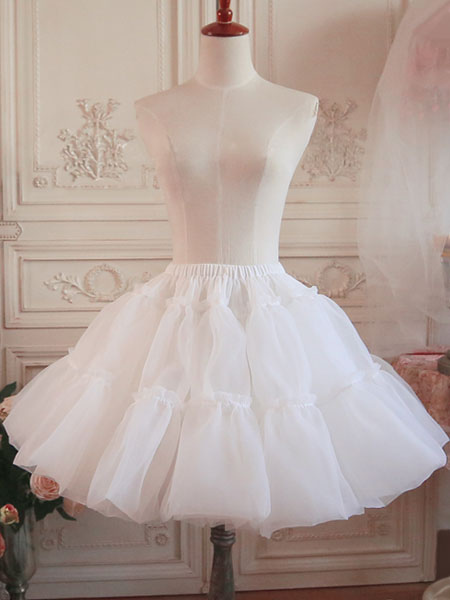 Image of Lolita Petticoat Gonna Layered Ruffle Voile White Lolita Underskirt