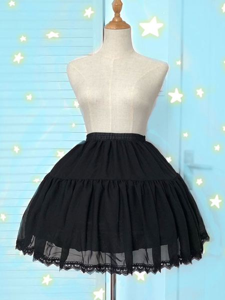 Milanoo Chiffon Lolita Petticoat Lace Ruffle Boned Lolita Petticoat Skirt