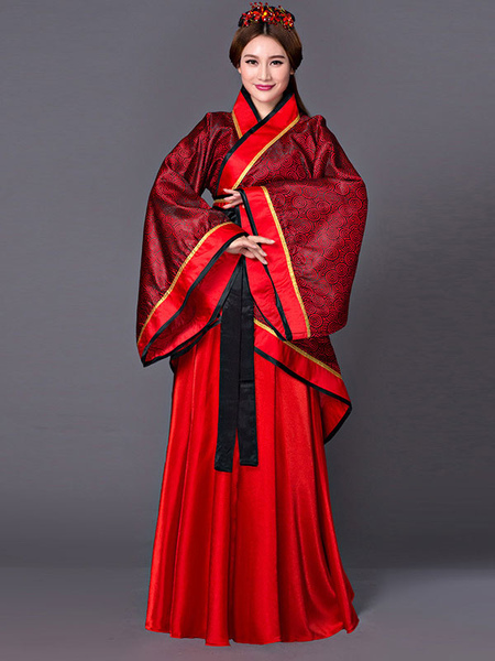 Milanoo Chinese Costume Women Hanfu Red Traditional Ancient China Costumes Halloween