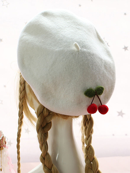 Image of Dolce Lolita Beret Cherry Wool Lolita Hat