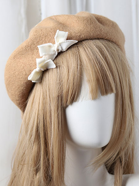 bonnet lolita doux béret lolita en laine pom pom déguisements halloween