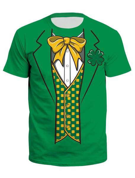 Image of Carnevale T Shirt St Patricks Day Verde 3D Clover Unisex Irish manica corta Top Costume Halloween
