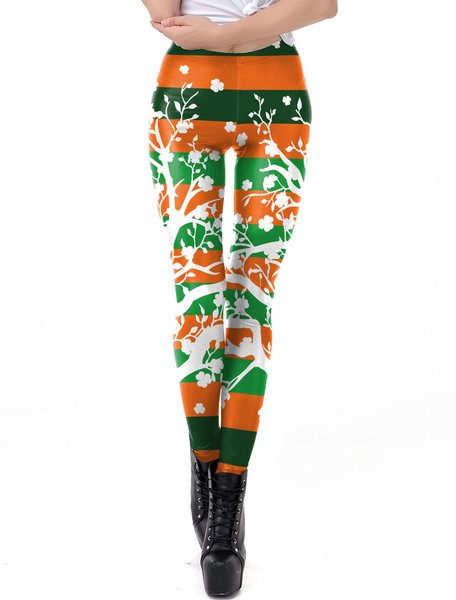 Image of Carnevale St Patricks Day Leggings Green 3D Print Tights Pantaloni skinny da donna Costume Halloween