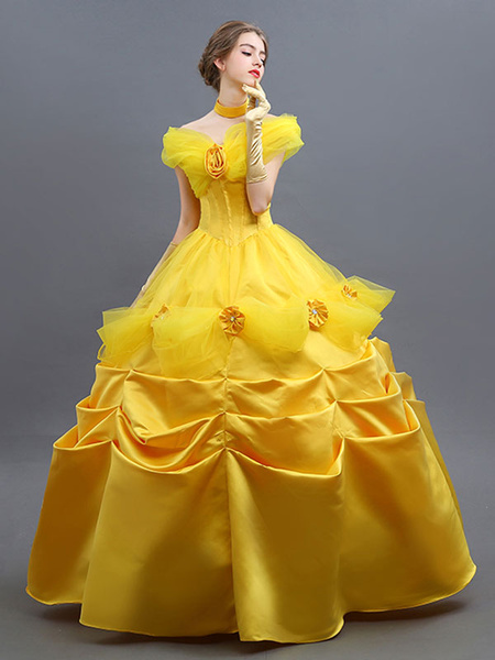 

Beauty And The Beast Costume 2018 Belle Cosplay Ball Gown Dress Outfit Halloween