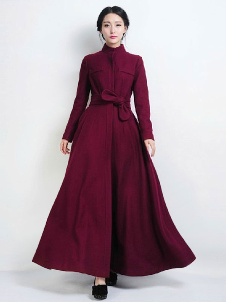 Milanoo Wool Stand Collar Long Sleeves Solid Color Pretty Coat for Woman от Milanoo WW