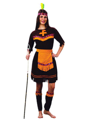 Image of Indian American Costume Black Color Block Fringes Costume Dress Set Halloween