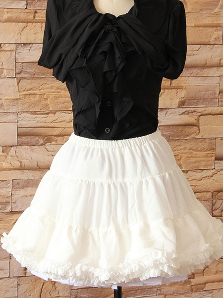 Milanoo White Lolita Petticoat Tiered Chic Lace Polyester Petticoat