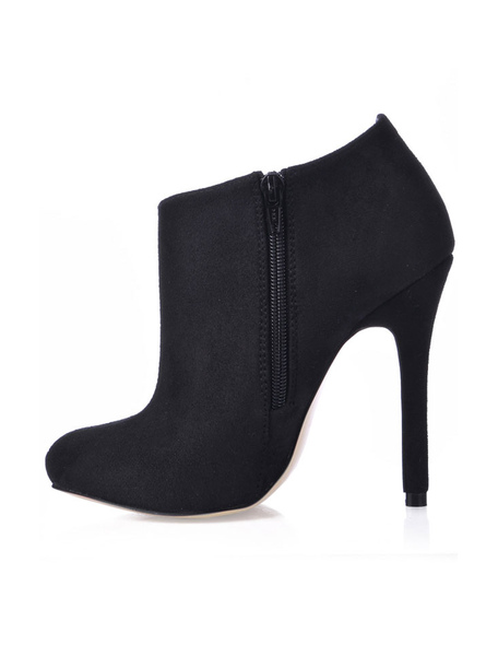 Image of Stiletto Heel Flannel Unique Cut Out Womens Ankle Boots